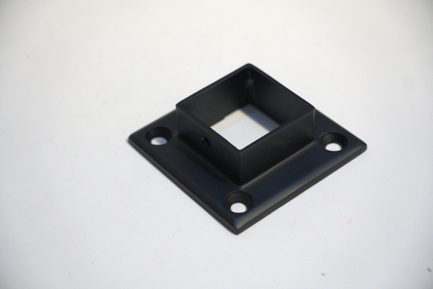 Square base side mount flange from Best Glass Parts, featuring a sturdy metal construction for glass installation.