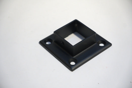 Square base side mount flange from Best Glass Parts, featuring a sturdy metal construction for glass installation.