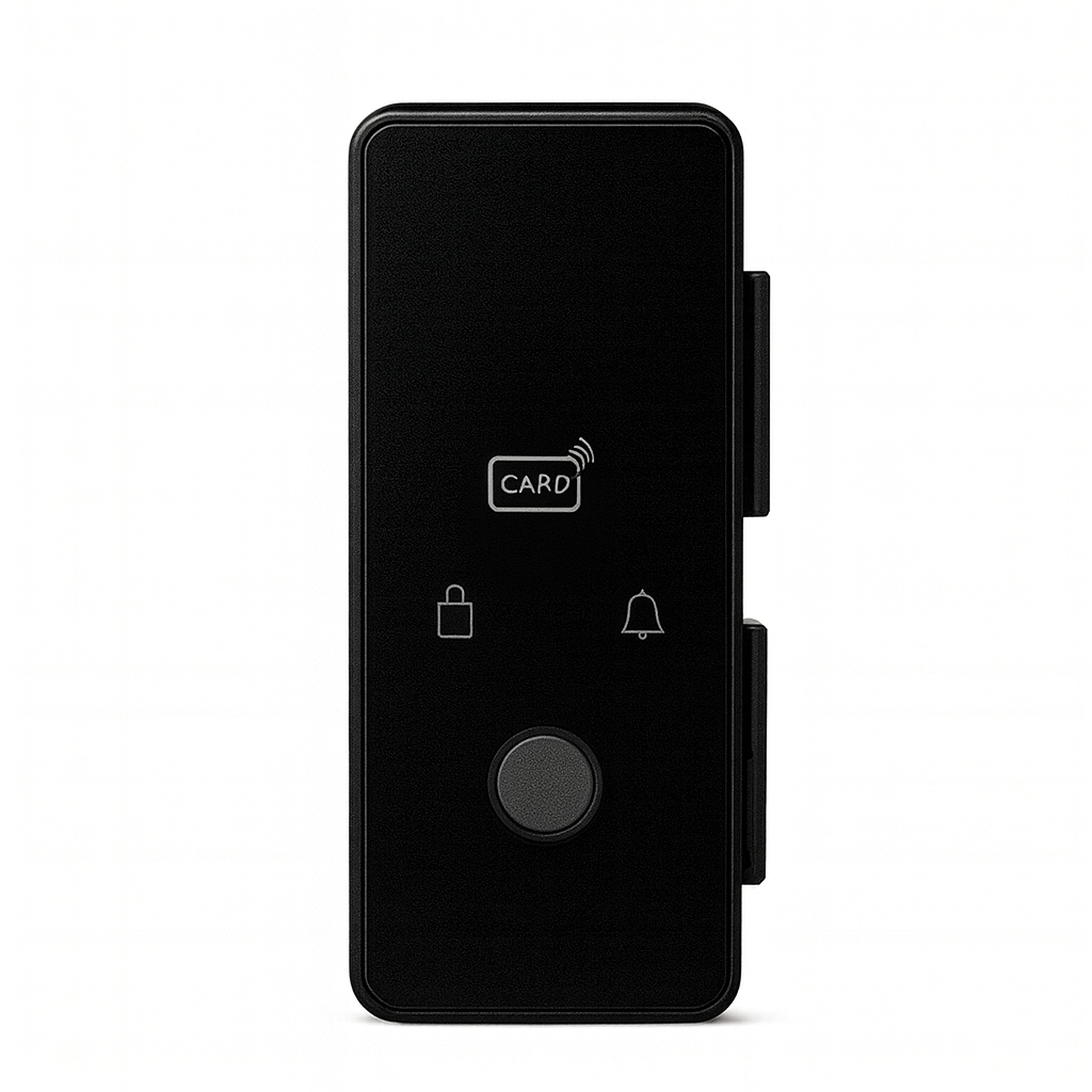 Best Glass Parts smart lock wall mount attached to glass door, showcasing secure locking mechanism for glass surfaces.