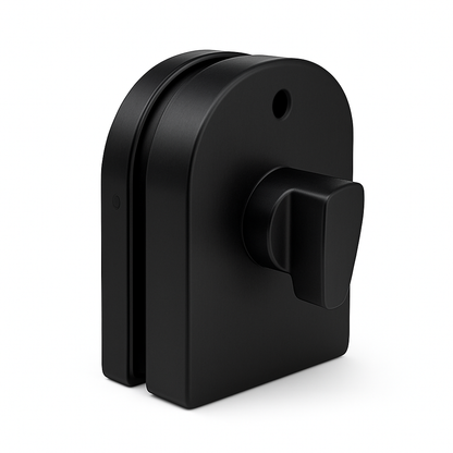 Snap On Lock Glass to Glass 85x65mm by Best Glass Parts, showing one side snap lock and key hole on clear glass.