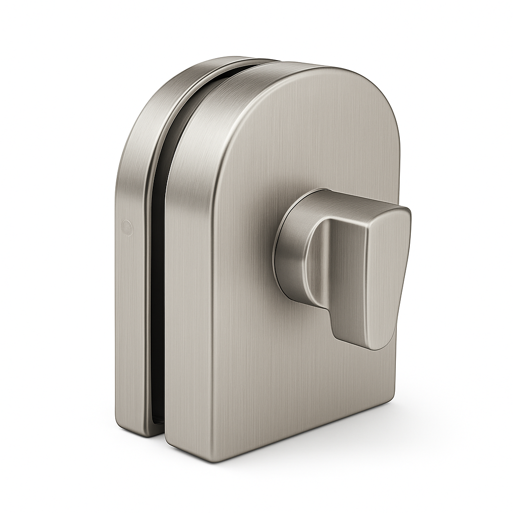 Snap On Lock Glass to Glass 85x65mm by Best Glass Parts, with one side snap lock and key hole for secure glass connection.