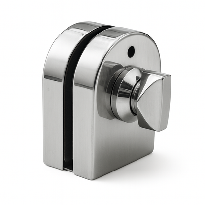Snap On Lock Glass to Glass 85x65mm by Best Glass Parts, featuring one side snap lock and keyhole for secure glass fastening.