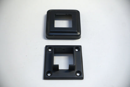 Square base flange and cover from Best Glass Parts, showing the metal flange with cover and mounting holes.