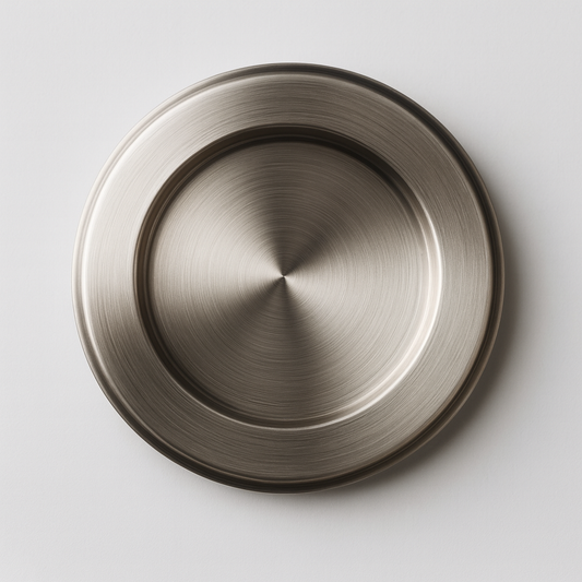 Brushed nickel 12mm glass knob pull with 2-inch hole for glass cabinet doors, by Best Glass Parts.