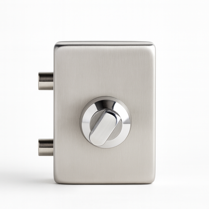 Wall to glass lock with key from Best Glass Parts, 4.5x3 inches, featuring a secure locking mechanism for glass doors.