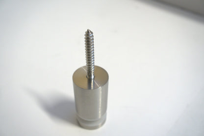 Best Glass Parts stand-off fix, clear mounting hardware with metal spacers for secure glass installation, shown in close-up detail.