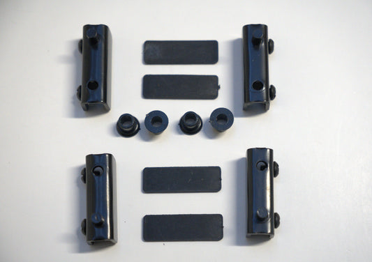 Top and bottom cabinet hinge from Best Glass Parts, showing metal hinges designed for cabinet door installation.