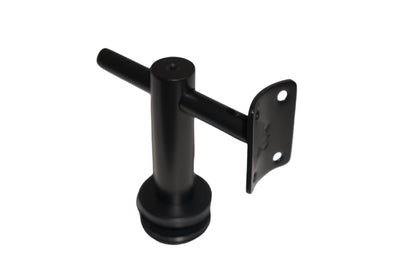 Round glass to handrail bracket by Best Glass Parts, black finish, securely holds glass panels for railing installation.