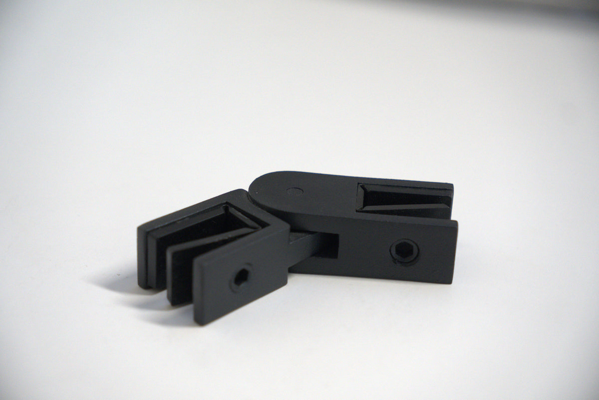 Adjustable glass clamp from Best Glass Parts for railing middle support, made of durable metal with a sleek finish.