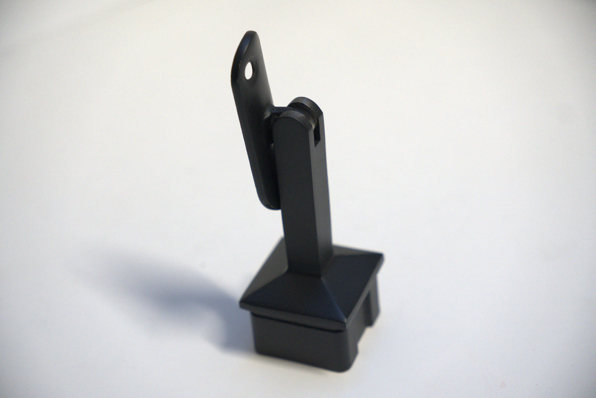 Square post railing component for round handrail brackets by Best Glass Parts, showing the metal bracket and mounting details.