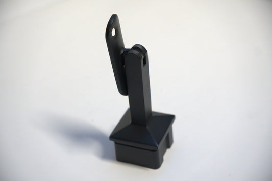 Square post railing component for round handrail brackets by Best Glass Parts, showing the metal bracket and mounting details.