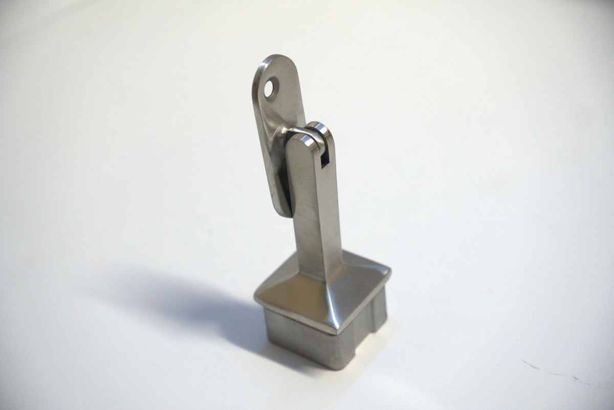 Square post component for round handrail brackets by Best Glass Parts, showing metal railing fitting with mounting details.
