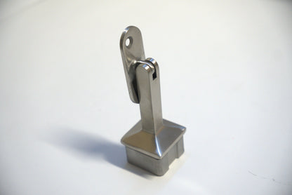 Square post component for round handrail brackets by Best Glass Parts, showing metal railing fitting with mounting details.