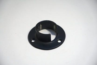 Round handrail flange side wall mount for railing, by Best Glass Parts, shown in a close-up image.