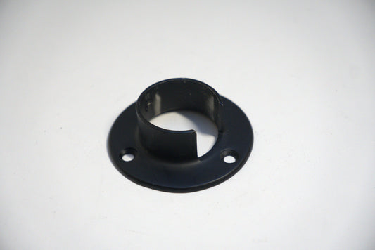 Round handrail flange side wall mount for railing, by Best Glass Parts, shown in a close-up image.
