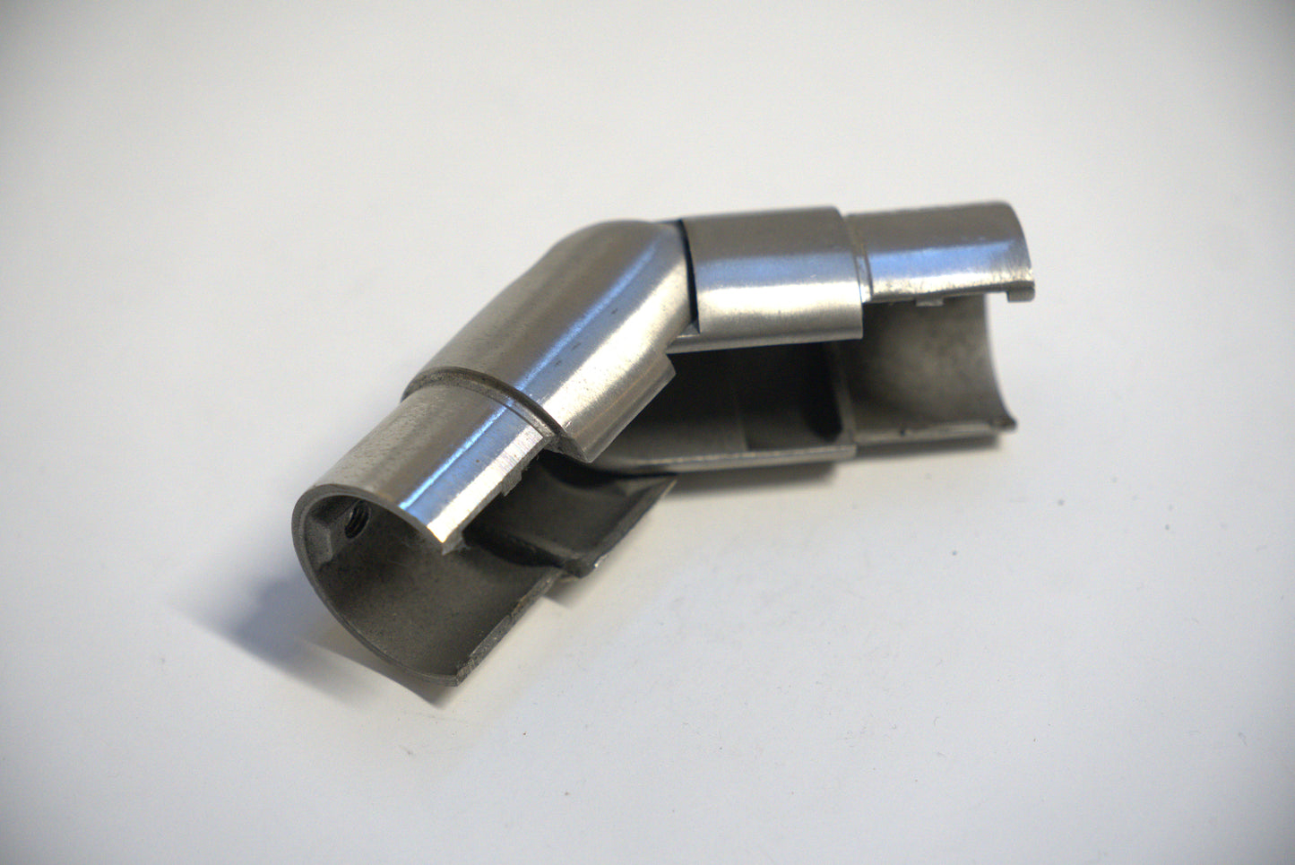 Round exterior railing top handrail by Best Glass Parts, showing its smooth, polished surface and mounting details.