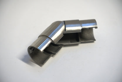 Round exterior railing top handrail by Best Glass Parts, showing its smooth, polished surface and mounting details.