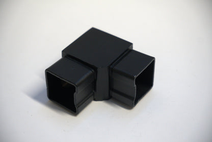 Square handrail top for railing, 90-degree contact, vertical design, by Best Glass Parts, shown in image SGV07090.
