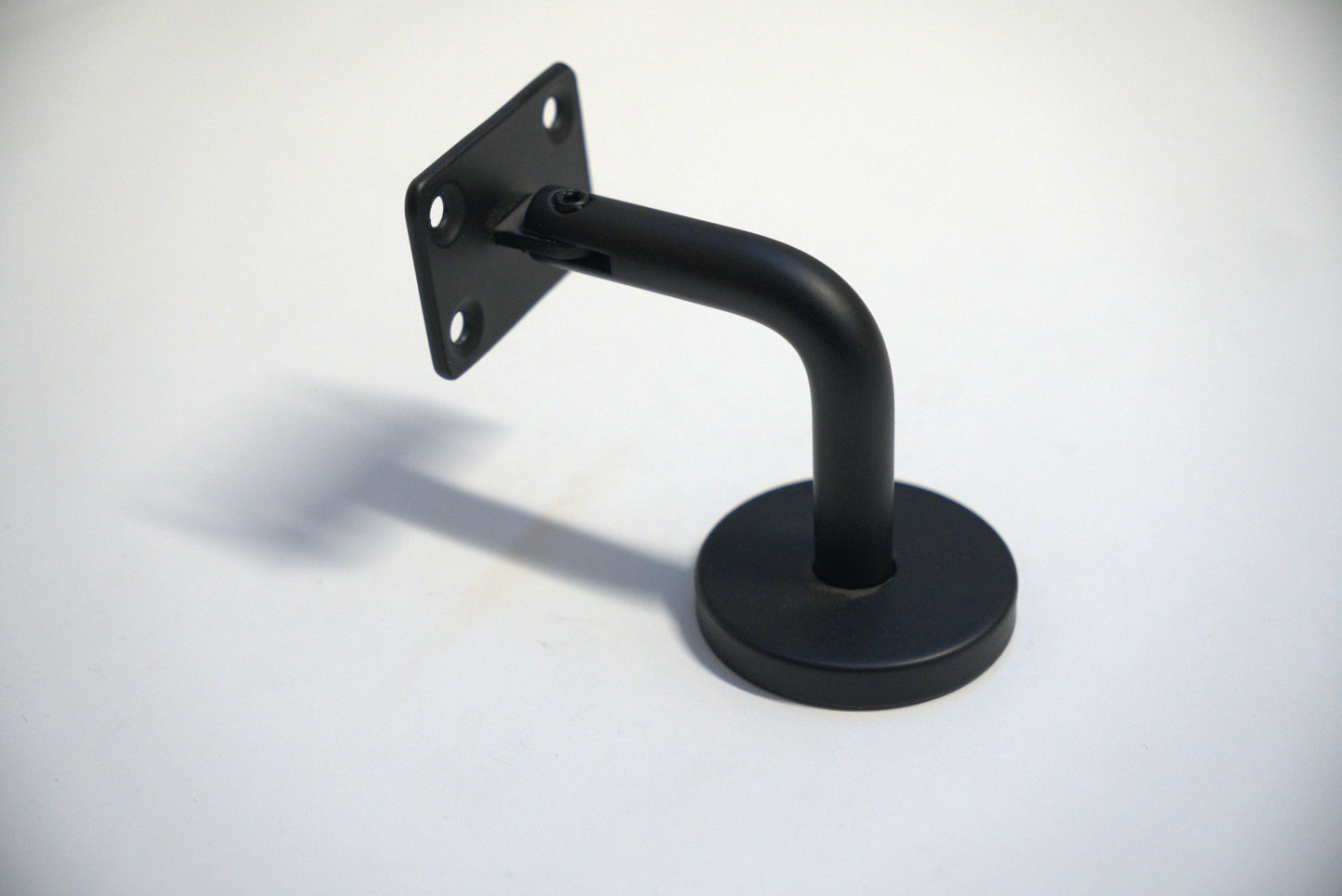 Square wall to handrail bracket by Best Glass Parts, showing a sturdy metal bracket with a sleek finish for glass railing support.