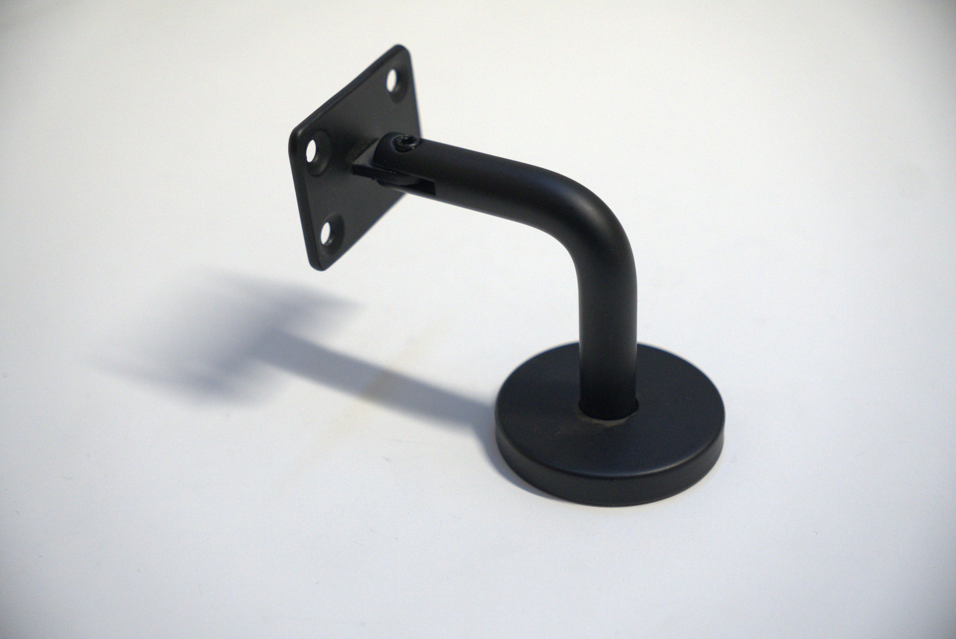 Square wall to handrail bracket by Best Glass Parts, showing a sturdy metal bracket with a sleek finish for glass railing support.