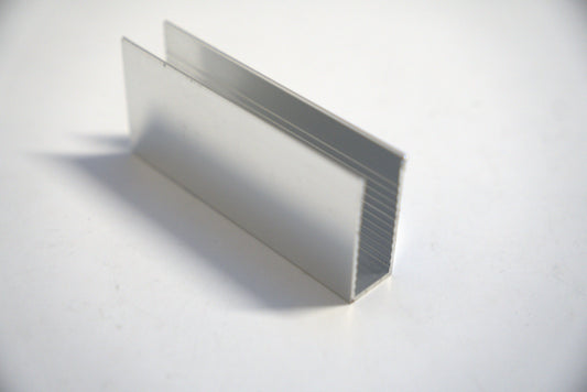 Chrome 10mm U-channel from Best Glass Parts, 1 to 144 inches long, used for glass or framing applications, visible in the image.
