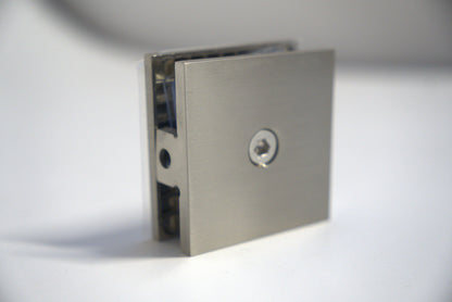 Chrome wall to glass clamp from Best Glass Parts, 50 mm size, designed for securing glass panels with a sleek, modern finish.