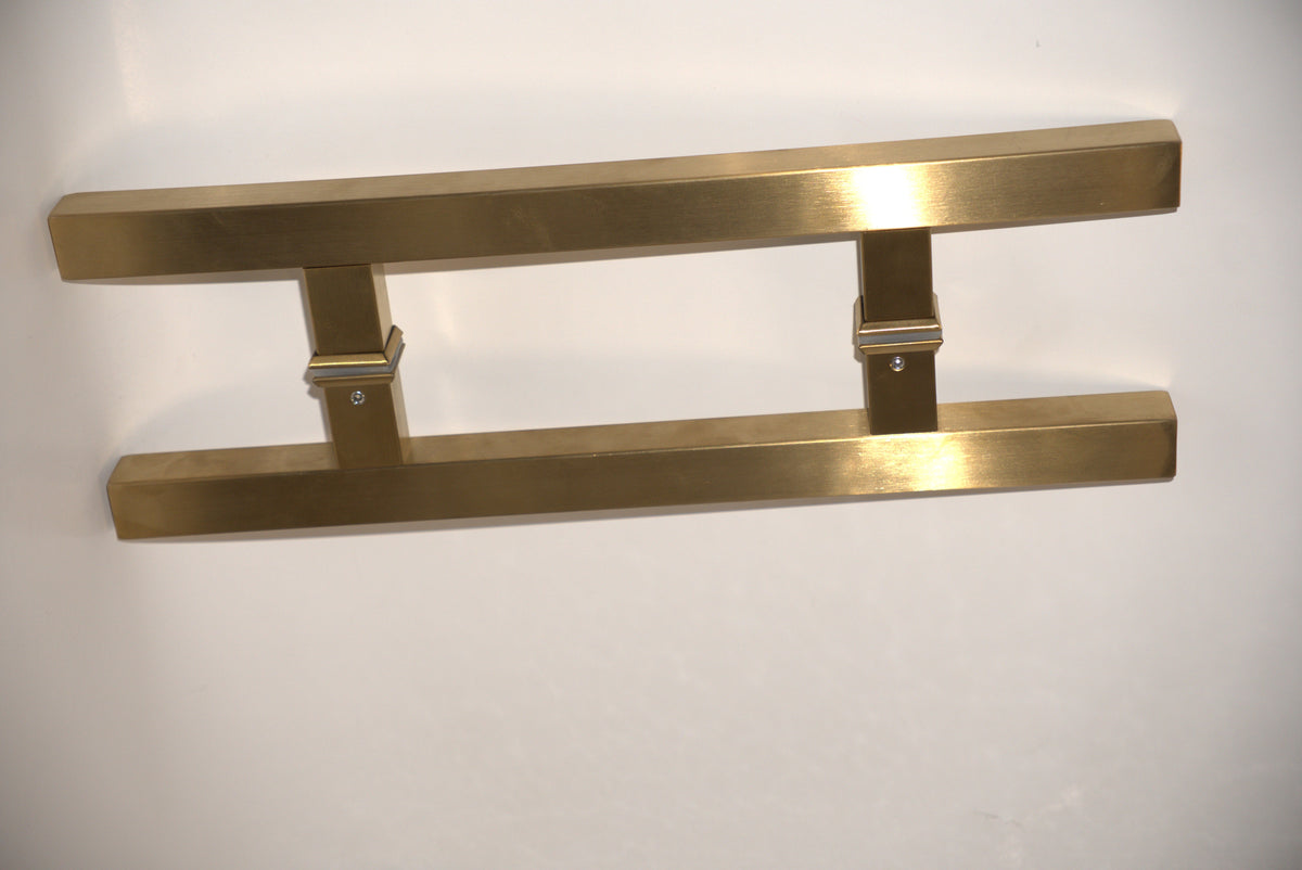H-shaped pull handle from Best Glass Parts, designed for glass doors, with a sleek square profile and durable metal construction.