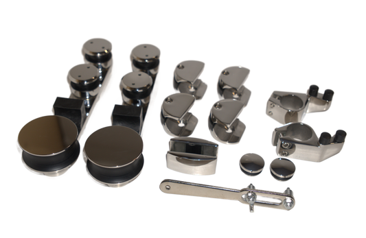 Glass barn door kit by Best Glass Parts with hardware and sliding door track for stylish interior or exterior use