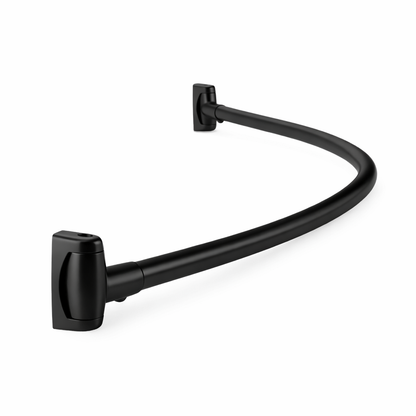 Curved 60-inch shower curtain rod by Best Glass Parts, showcasing sleek metal design with mounting brackets for bathroom installation.
