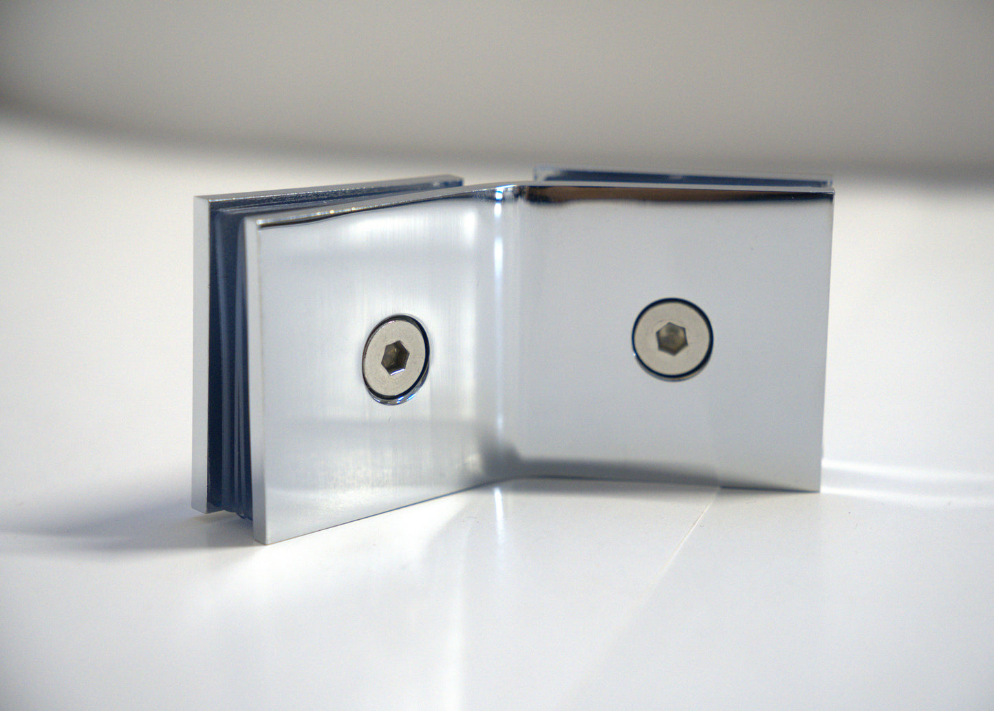 Glass to glass clamp 135 from Best Glass Parts, showing a sturdy metal connector for securing glass panels.