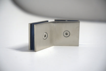 Glass to glass clamp 135 by Best Glass Parts, showing a metal clamp designed for secure glass panel connections.