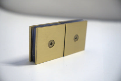 Chrome Glass to Glass Clamp 180 Transom by Best Glass Parts, securely connecting glass panels with a sleek finish.