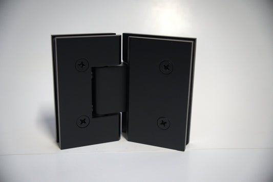 Heavy-duty glass-to-glass hinge by Best Glass Parts, VEN model 135, designed for secure glass door installation.