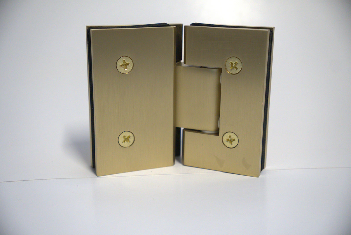 Heavy-duty glass-to-glass hinge by Best Glass Parts, VEN model 135, designed for durable glass door installations.