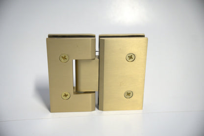 Heavy-duty chrome hinge for glass-to-glass applications, 180-degree opening, from Best Glass Parts.