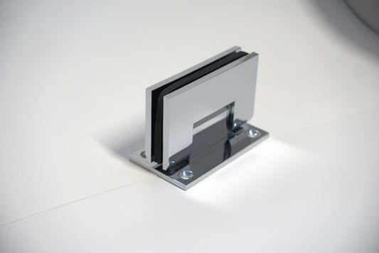 Heavy-duty VEN wall-to-glass hinge with full plate by Best Glass Parts, showing its robust metal construction for glass door installation.