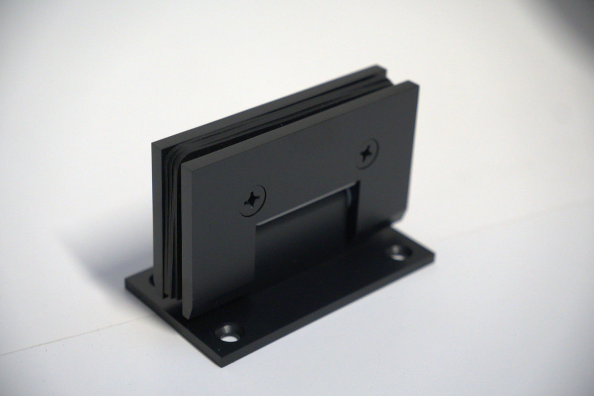 Heavy-duty VEN wall-to-glass hinge by Best Glass Parts, chrome finish, full plate design for secure glass mounting.