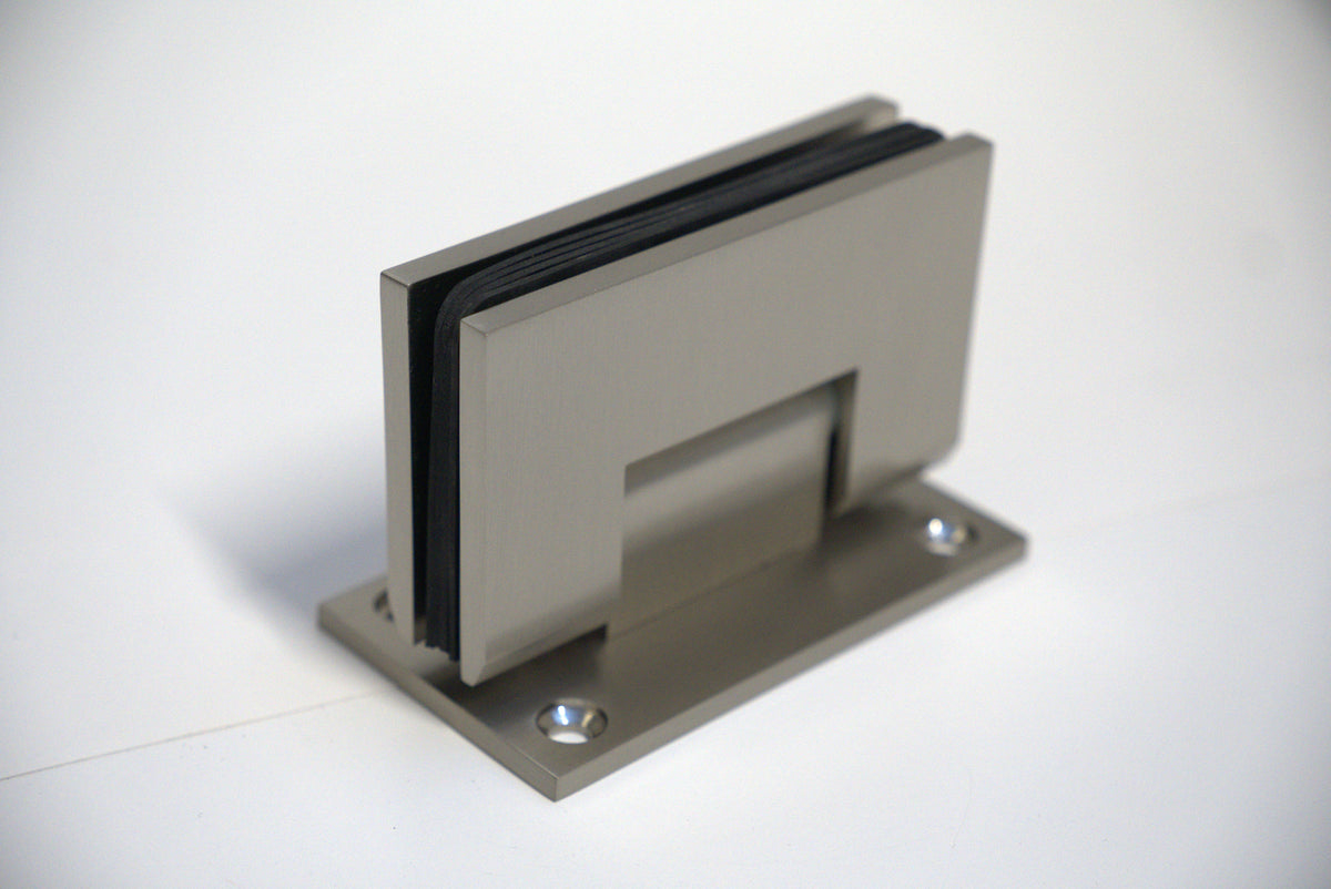 Heavy-duty VEN wall-to-glass hinge by Best Glass Parts, chrome finish, full plate design for glass door installation.