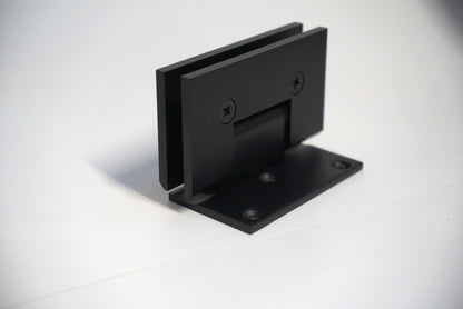 Heavy-duty chrome hinge from Best Glass Parts for wall-to-glass installation with off plate, designed for secure glass mounting.
