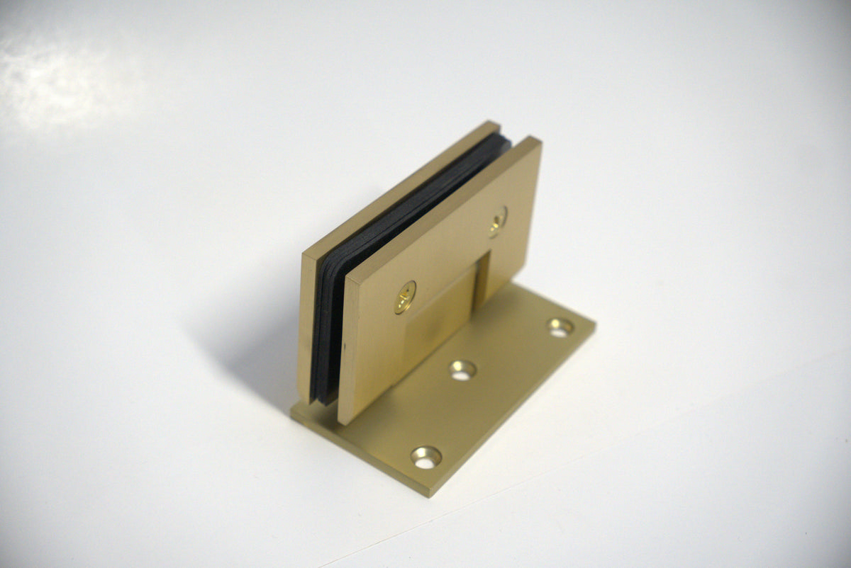 Heavy-duty chrome hinge from Best Glass Parts for wall-to-glass applications with off plate design
