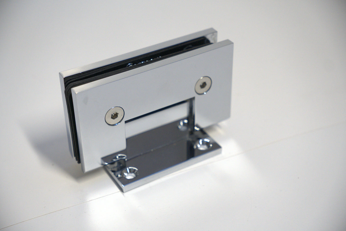 Heavy-duty VEN wall-to-glass hinge with S plate by Best Glass Parts, designed for secure glass door installation.