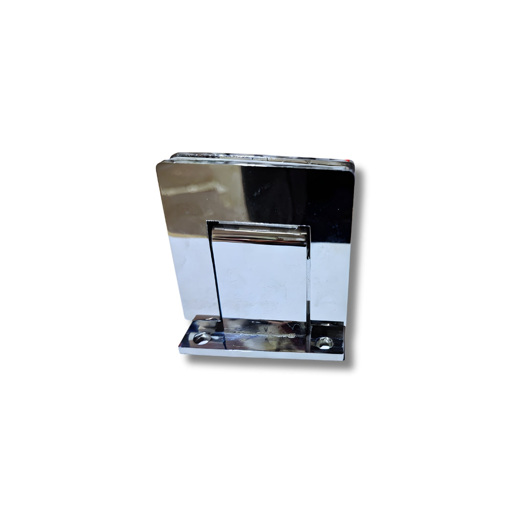 Heavy duty wall-to-glass hinge with soft-close feature in chrome finish by Best Glass Parts, suitable for glass shower doors.