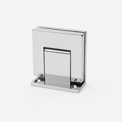 Heavy duty wall to glass hinge with soft close by Best Glass Parts, showcasing its durable metal construction and smooth closing mechanism.