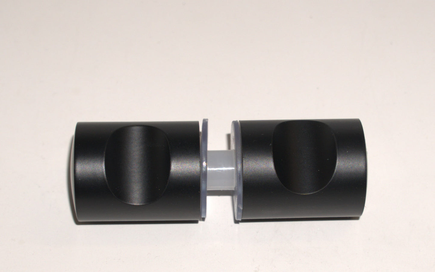 Black double glass knob by Best Glass Parts, showing a close-up of the sleek, rounded design on a white background.