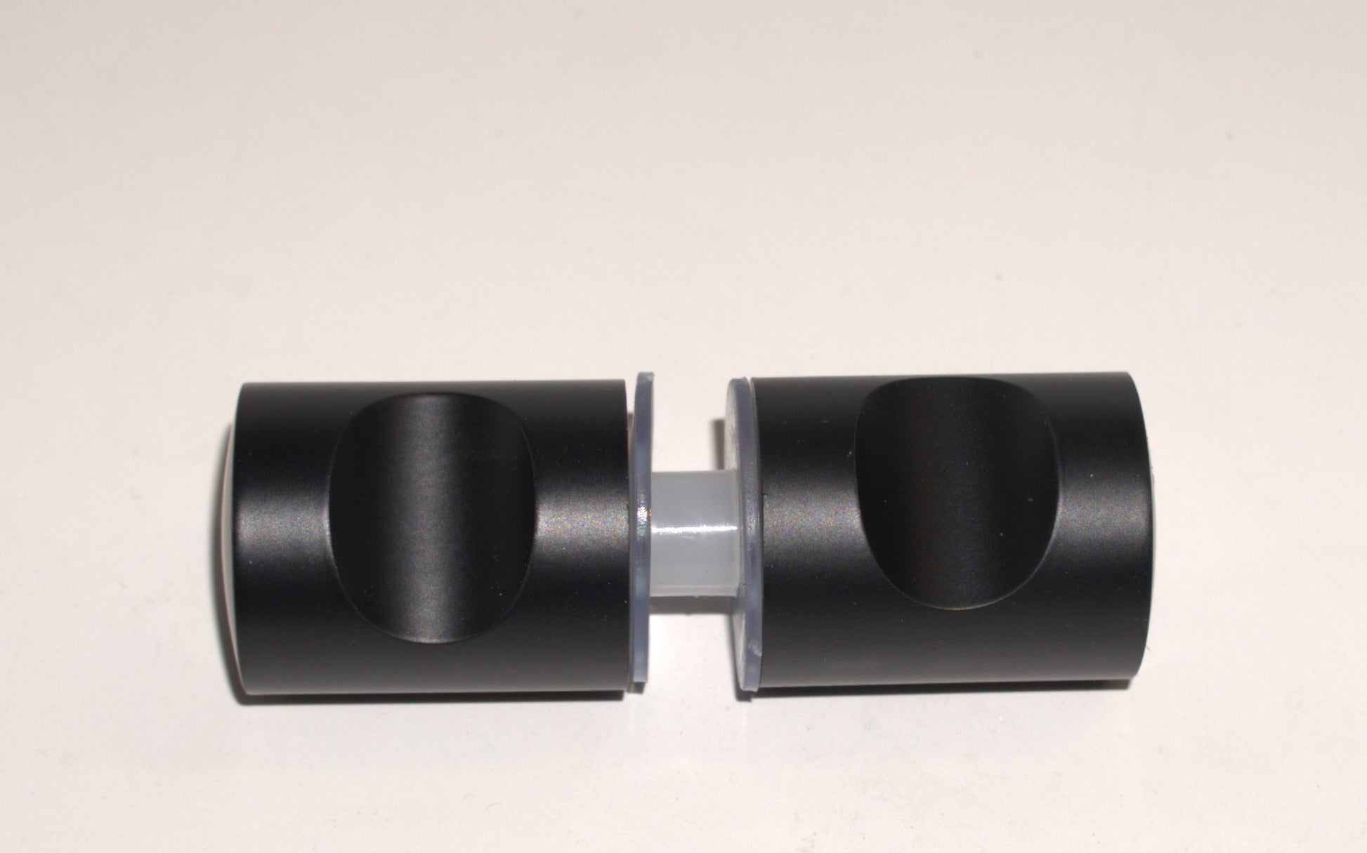 Black double glass knob by Best Glass Parts, showing a close-up of the sleek, rounded design on a white background.