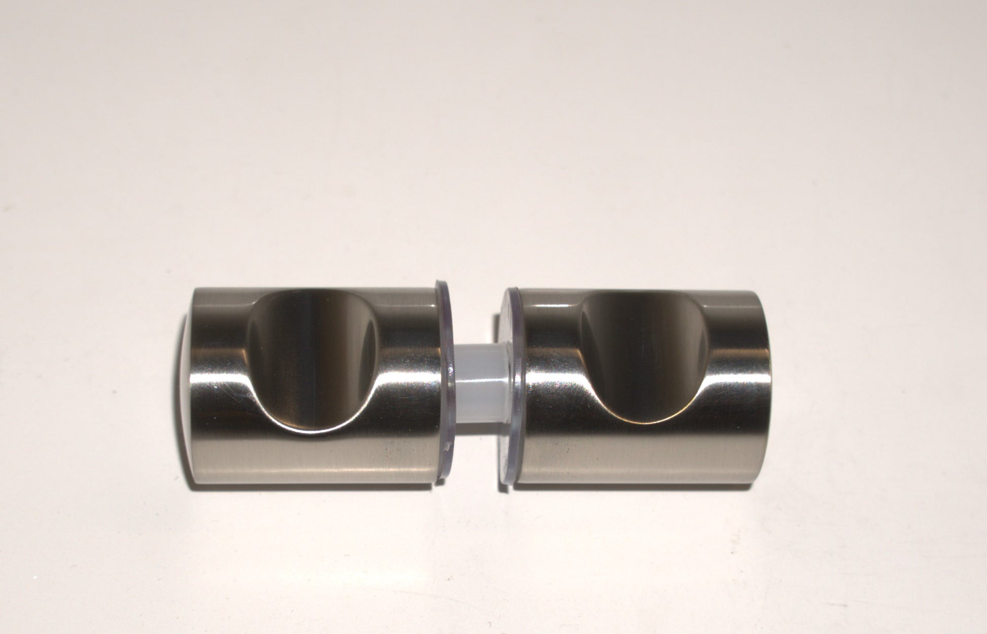 Brass double knob by Best Glass Parts with a polished finish, showing a close-up of its smooth, rounded surface and mounting hardware.