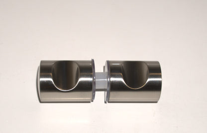 Brass double knob by Best Glass Parts with a polished finish, showing a close-up of its smooth, rounded surface and mounting hardware.