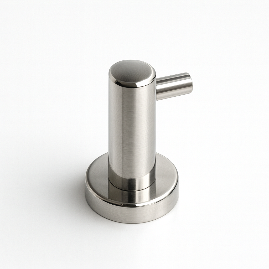 Best Glass Parts knob robe hook mounted on a wall, showcasing its sleek design and durable metal construction.