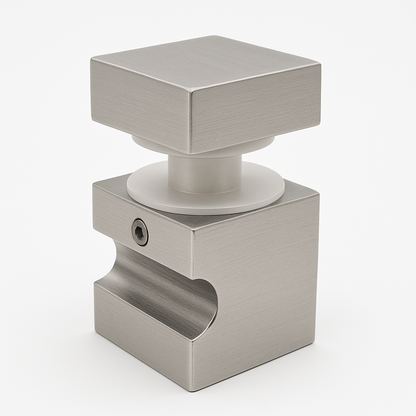 Square glass knob by Best Glass Parts, showcasing a clear, polished glass handle with a sleek, modern design.