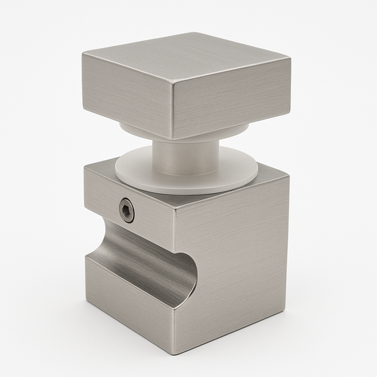 Square glass knob by Best Glass Parts, showcasing a clear, polished glass handle with a sleek, modern design.